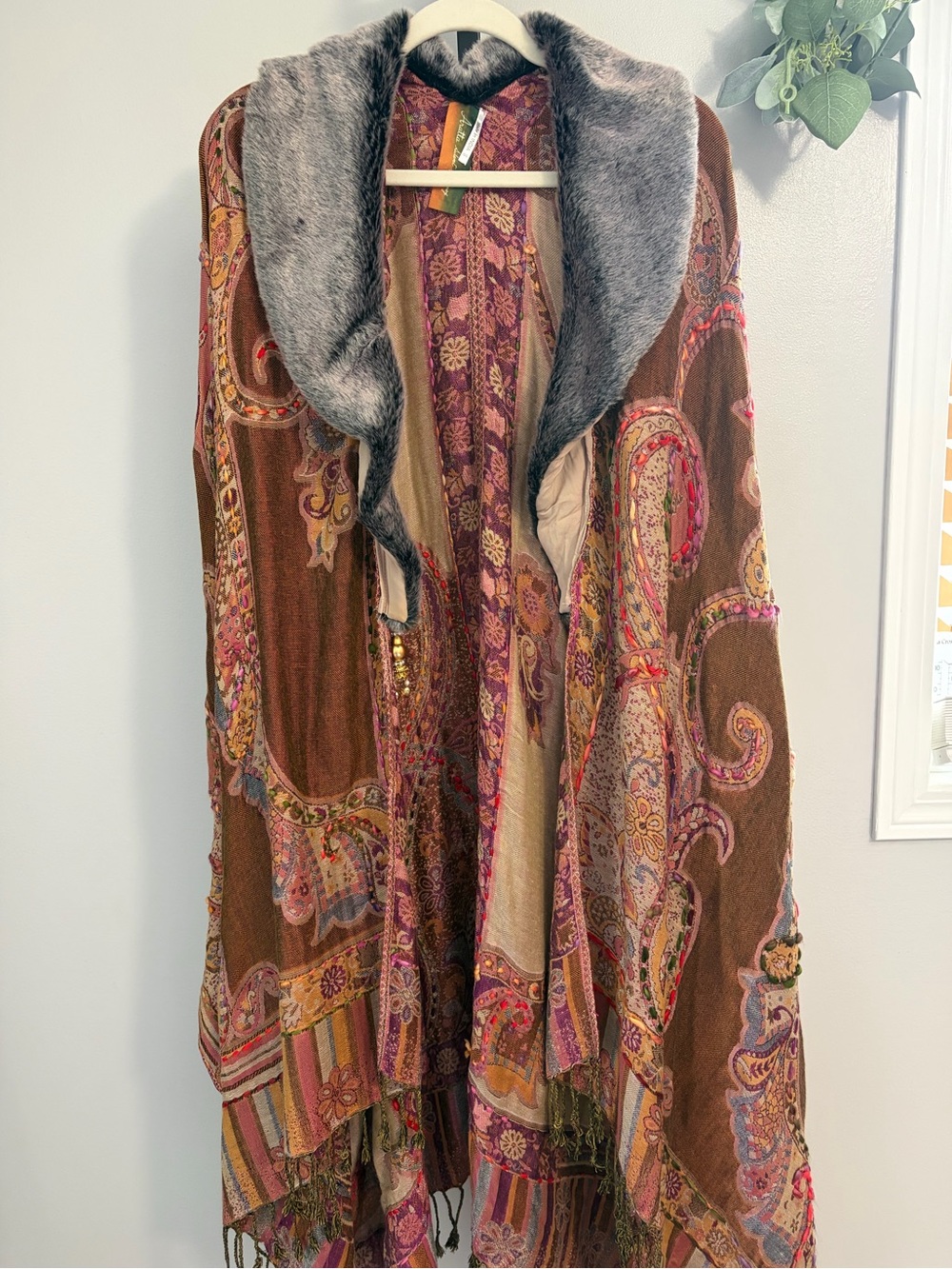 NWT Aratta Silent Journey- Maria Poncho with Faux Fur Exclusive